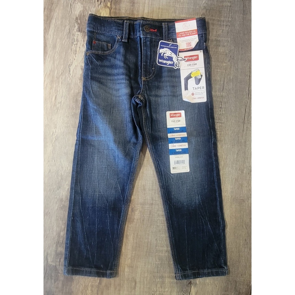 Wrangler Boysβ 4 Regular Taper Fit Adjustable Waist Five Star Premium Jeans NWT
